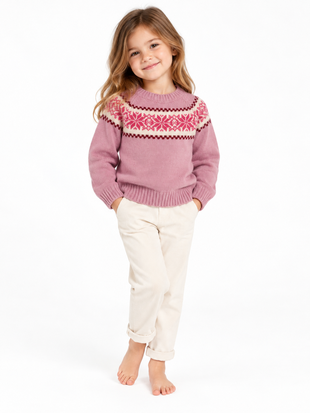 Maglione girocollo bambina 100% lana