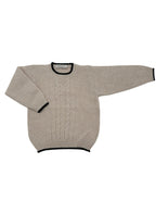 Maglione girocollo a trecce 100% lana