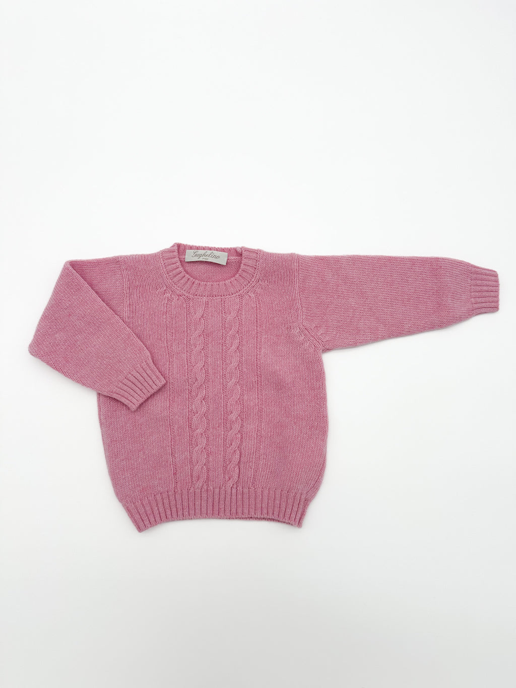 Maglione girocollo a trecce 100% lana