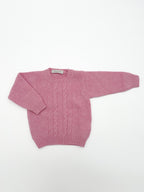 Maglione girocollo a trecce 100% lana