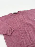 Maglione girocollo a trecce 100% lana