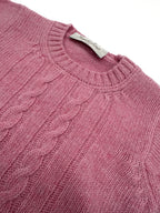 Maglione girocollo a trecce 100% lana
