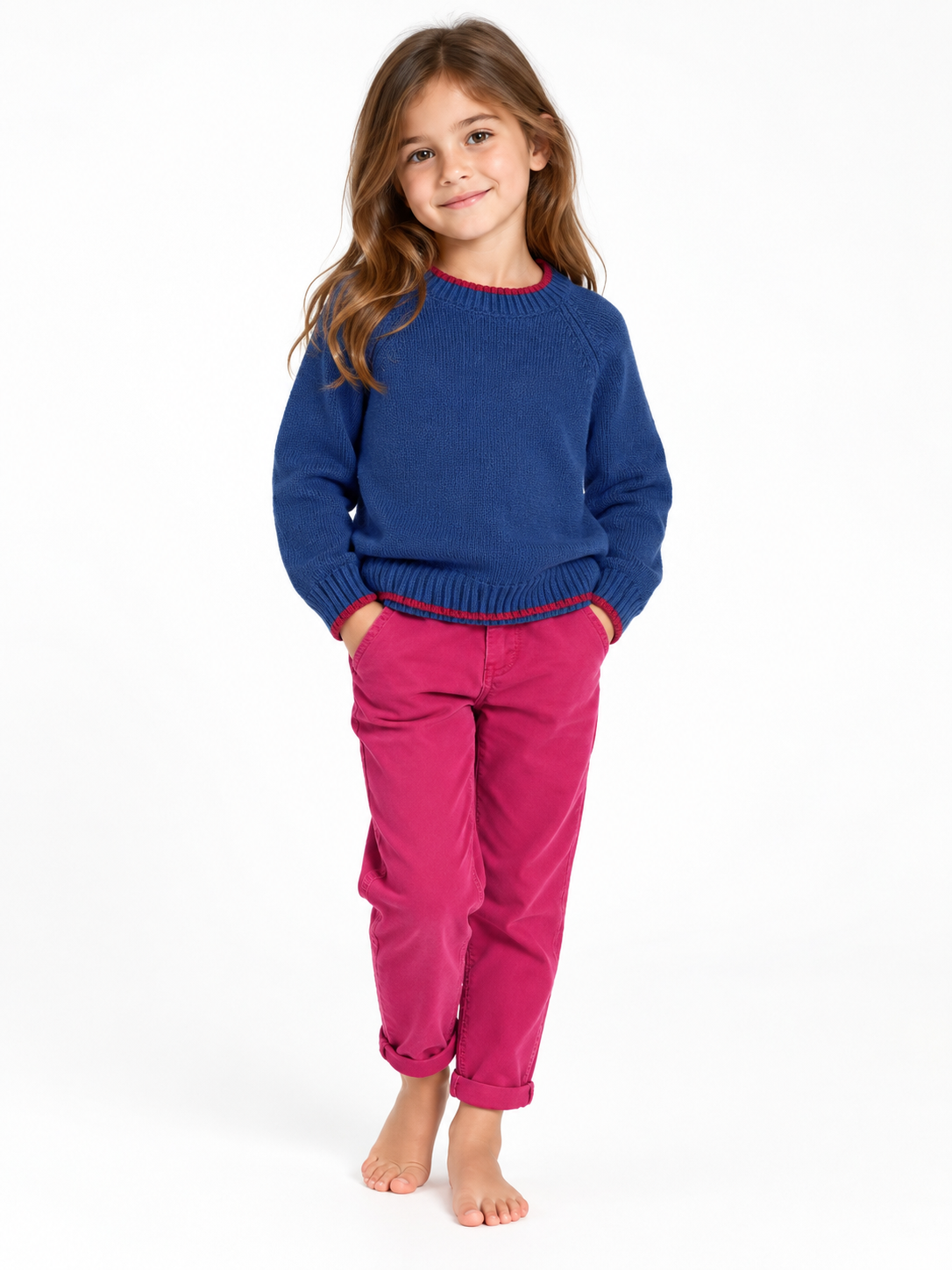 Maglione girocollo bambina 100% lana